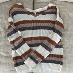 Wishlist Striped Sweater - Cream, Brown, and Gray